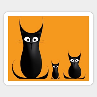 Three Black Cats Magnet